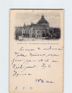 Postcard Schauspielhaus mit neuem Märchenbrunnen Frankfurt Germany