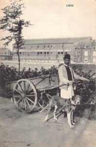 Belgium Liege Dog Cart Peasant vintage postcard B915