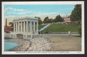 Massachusetts PLYMOUTH Portico over Plymouth Rock and Plymouth Rock House ~ WB