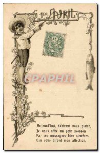 Old Postcard Fantasy Flowers Poisson April 1st Child