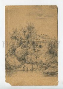 443902 Russia MOLLWO Rural House AUTOGRAPH Letter HAND PAINTED postcard pencil