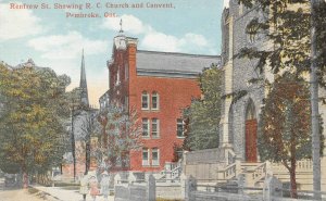 Renfrew Street Roman Catholic Church & Convent Pembroke Ontario Canada postcard