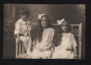 3058093 Boy & Girls Sisters JEW Long Hair REAL PHOTO old RARE