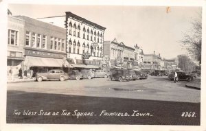 Fairfield Iowa West Side of Square Street Scene Real Photo Postcard AA83759