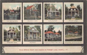 COLD SPRING CAMP & CABINS FOREST LAKE AVERILL VERMONT MULTI-VIEW POSTCARD 1910