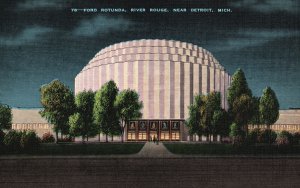Vintage Postcard Ford Rotunda River Rouge Hige Revolving Globe Detroit Michigan