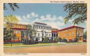 Houston Central Library Houston Texas linen postcard