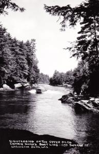 RPPC Photo Postcard, Sightseeing Upper Dells, Captain Soma's Boat Line WI E03