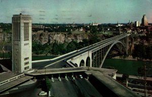 Canada Singing Tower And Rainbow Bridge Niagara Falls Ontario Postcard 08.75