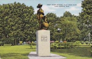 Wisconsin Lake Geneva Andy Gump Statue Flat Iron Park 1953