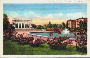 Soldiers And Sailors Memorial Mobile Alabama Linen Postcard C184