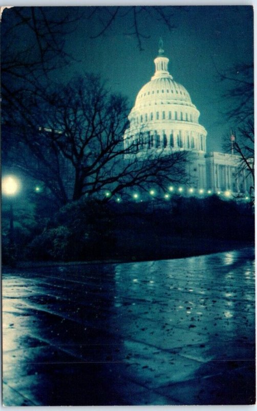 Postcard Capitol on a Rainy Night, Washington, DC United States