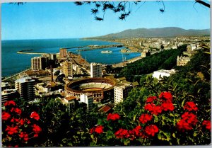 Postcard Spain Malaga panoramic view