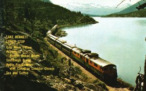 Vintage Postcard 1974 White Pass & Yukon Railway Skirts Shores Lake Bennett CAN