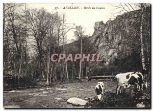 Old Postcard Avallon Edges Cousin Cows