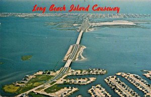 California Long Beach Aerial View Long Beach Island Causeway 1967