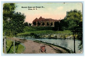 c1910 Utica New York Masonic Home And Rutger St. NY Unposted Antique Postcard 