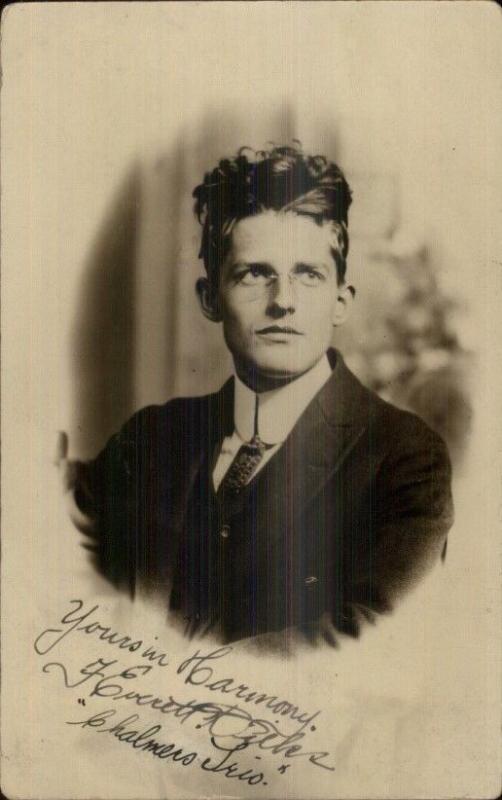 Musician Autograph Chalmers Trio J. Everett ? Philadelphis Studio RPPC c1910 