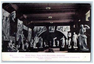 c1910's Statues at Main Hall Fine Arts Building Chicago Illinois IL Postcard