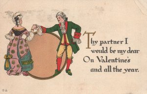 Vintage Postcard Thy Partner And I Would Be My Dear On Valentine's Greeting Card