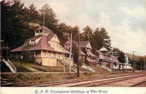 Vintage Postcard G.A.R. Encampment Buildings The Weirs NH Laconia Belknap County