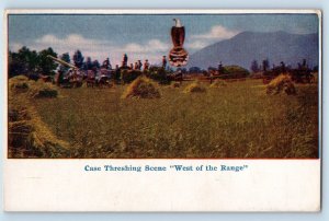 c1910's Case Threshing Scene West Of The Range Grape Creek Illinois IL Postcard