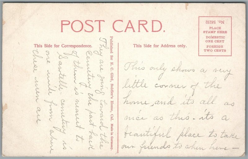 SOLDIER'S HOME CA FUNERAL PROCESSION ANTIQUE POSTCARD