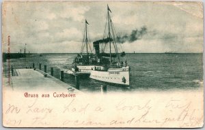 1910's Gruss Aus Cuxhaven Row Boats Excursion Boats Antique Posted Postcard