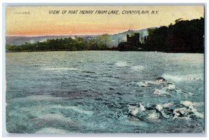 1912 View of Port Henry from Lake Champlain NY Fort Ticonderoga NY Postcard