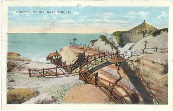 Sunset Cliffs, San Diego, California, CE, 1923 White border