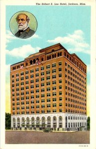 Jackson, MS Mississippi  ROBERT E LEE HOTEL & Image  ca1930's Linen Postcard