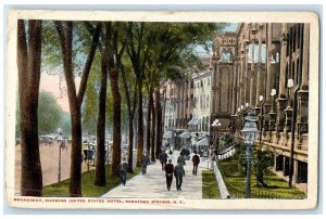 c1920 Broadway United States Hotel Restaurant Saratoga Springs New York Postcard