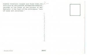 El Salvador Intercontinental Hotel San Salvador Volcano Vintage Postcard
