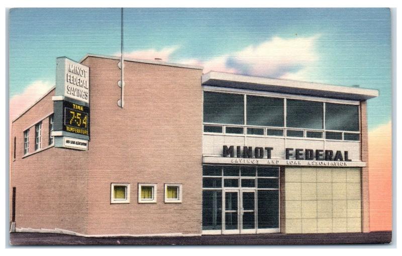 Mid-1900s Minot Federal Savings and Loan, Minot, ND Postcard