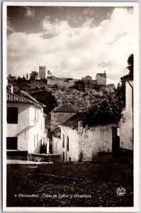 Granada Calle De Zafra Y Alhambra Spain Heritage Museum Real Photo RPPC Postcard