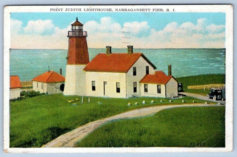 1938 POINT JUDITH LIGHTHOUSE*NARRAGANSETT PIER RHODE ISLAND*BERGER*HAS CREASE