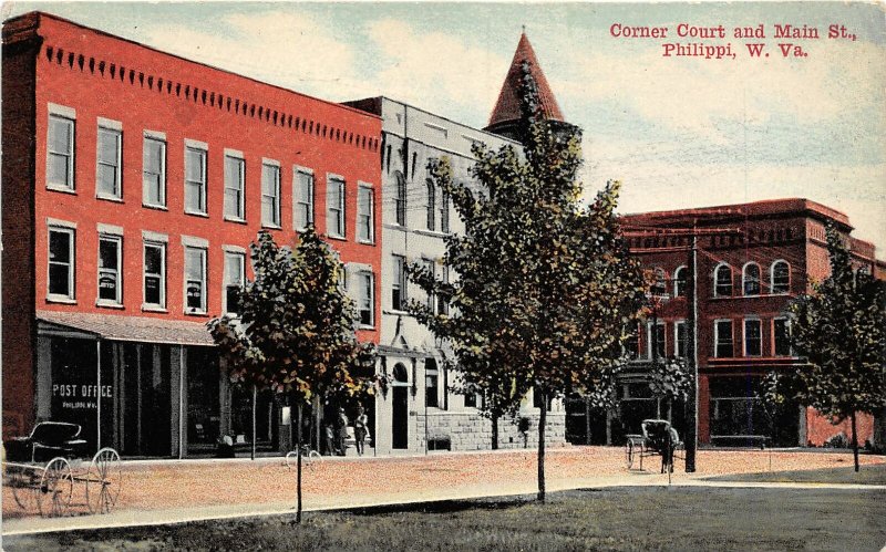 G32/ Philippi West Virginia Postcard c1910 Corner Court Main Street