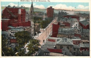 Scranton PA Postcard 1920 Bird's Eye View Street Town Clarke Bros