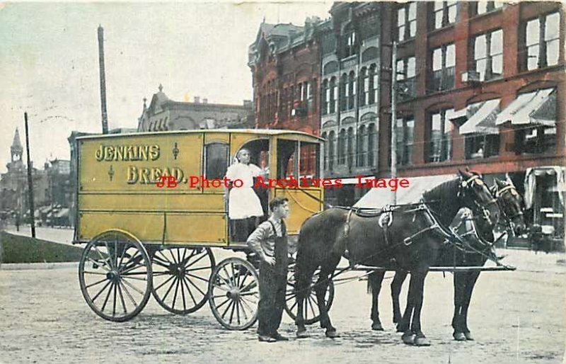 WI, Racine, Wisconsin, Jenkins Bread Horse Drawn Advertising Wagon, 1908 PM