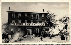 Postcard Brick Walker Tavern R.F.D. in Brooklyn, Michigan~133083