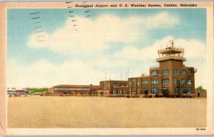 Municipal Airport and US Weather Bureau Omaha Nebraska Postcard Posted 1961