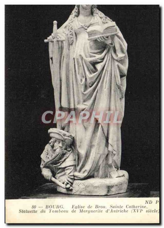 Postcard Old Brou Church Bourg Saint Catherine Statue Tomb of Margaret of Aus...