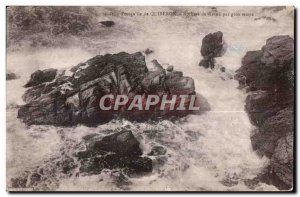 Old Postcard Prequ island of Quiberon Kerne Rocks in heavy weather