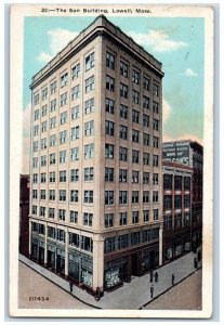 1931 View Of The Sun Building Street Scene Lowell Massachusetts MA Postcard