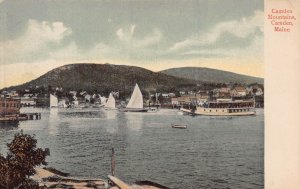 CAMDEN MAIN~CAMDEN HARBOR-BOATS-MOUNTAINS~1900s UNDIVIDED BACK POSTCARD