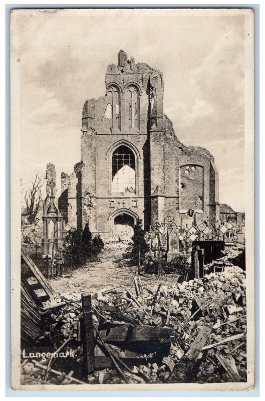 Langemark West Flanders Belgium Postcard Ruins c1920's Antique RPPC Photo
