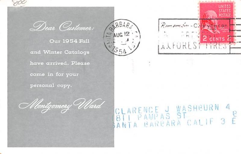 Advertising Post Card Montgomery Wards 1954