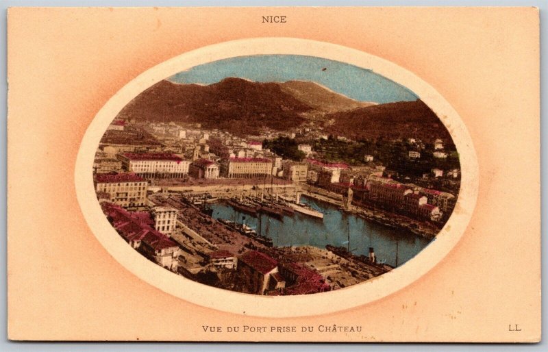 Vtg Nice Vue Du Port Prise Du Chateau View of Port From Castle 1910s Postcard