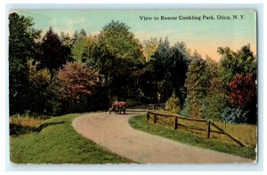 Roscoe Conkling Park Utica NY New York 1913 Car Postcard Vintage 