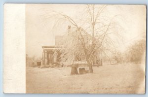 Bonaparte Iowa IA Postcard RPPC Photo House Scene Winter 1912 Posted Antique